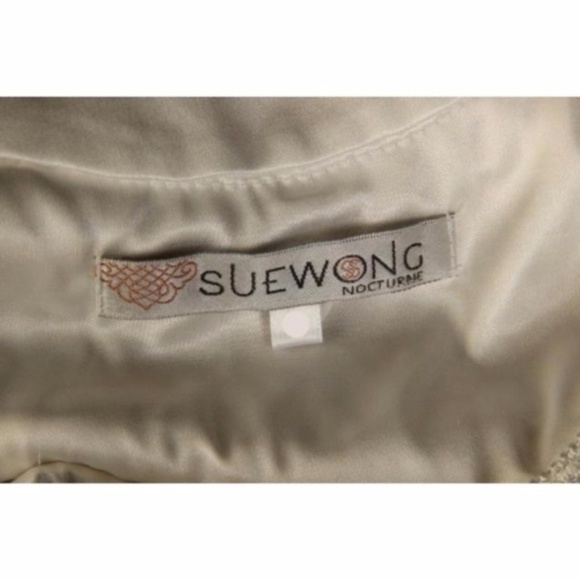 Sue Wong Ribbon Dress White Embroidered Sheath - Picture 2 of 9